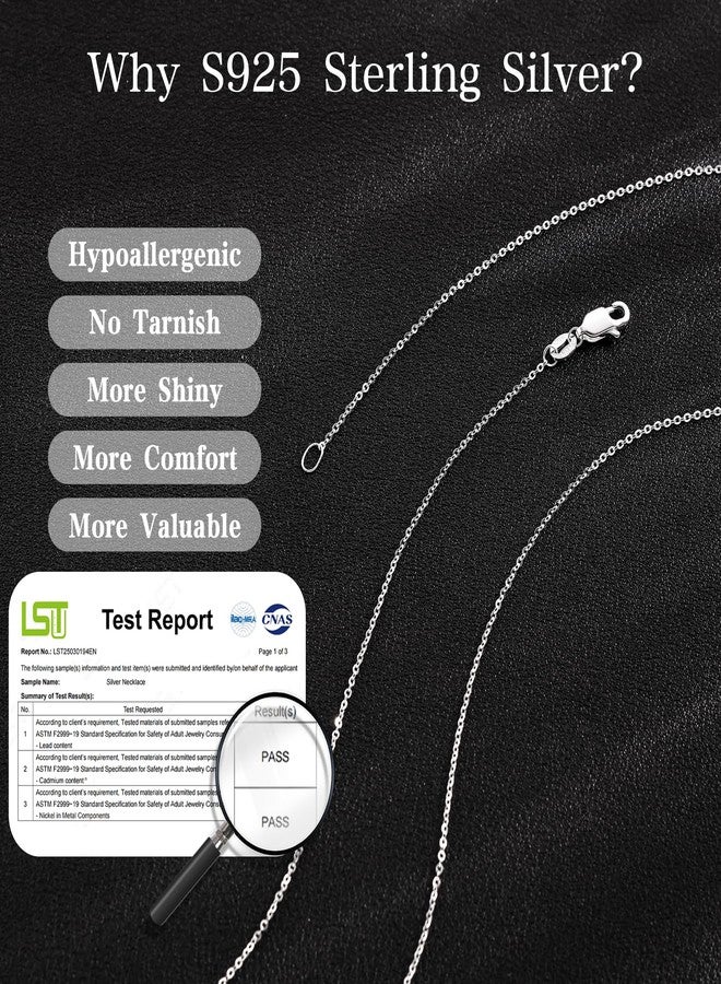 Carffordo 925 Sterling Silver Necklace Silver Chain Necklace for Women O-Chain 16 Inches Simple Dainty Necklace for Women Waterproof Trendy Jewelry Gift - Image 3